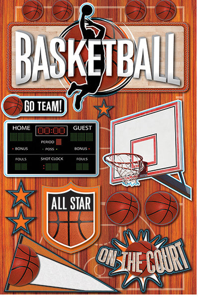 THE PAPER STUDIO BASKETBALL 3D La Petites Scrapboooking Stickers SPORTS NEW  $5.00 - PicClick