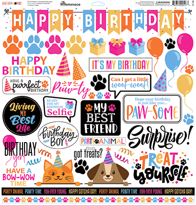 Birthday Paws: Birthday Paws 12x12 Sticker