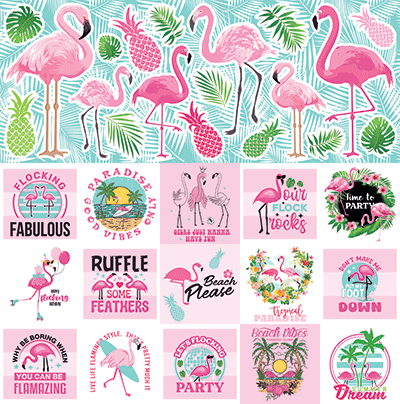 Flamingo Beach: Flaming Beach 12x12 Sticker