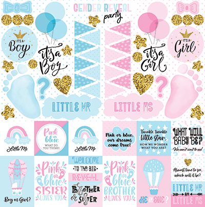 WS Gender Reveal Party: Gender Reveal Party 12x12 Sticker