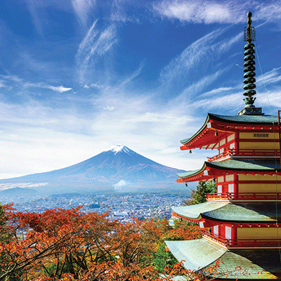 Japan: Mt. Fuji with Chureito Pagoda