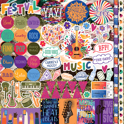 Music Festival: Music Festival 12x12 Sticker