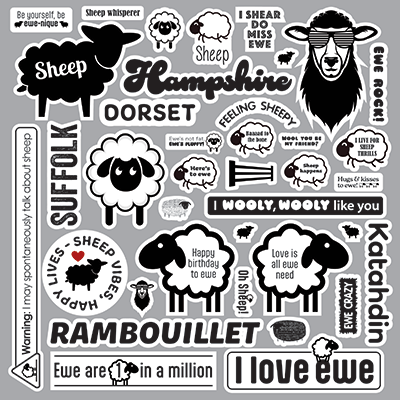WS Oh Sheep!: Oh Sheep! 12x12 Sticker
