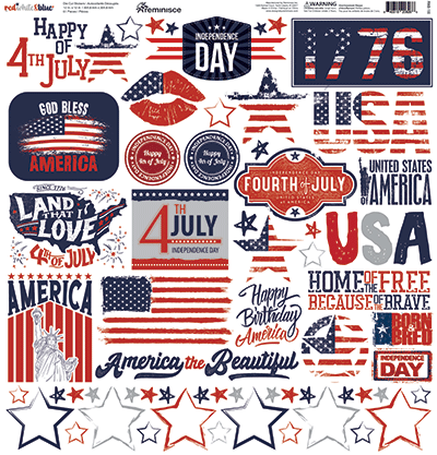 Red, White, and Blue: Red, White, and Blue 12x12 Sticker
