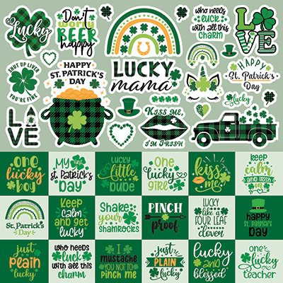 WS St. Patrick's Plaid: St. Patrick's Plaid 12x12 Sticker