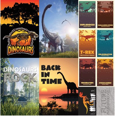 Dinosaur Land: 12x12 Poster Sticker