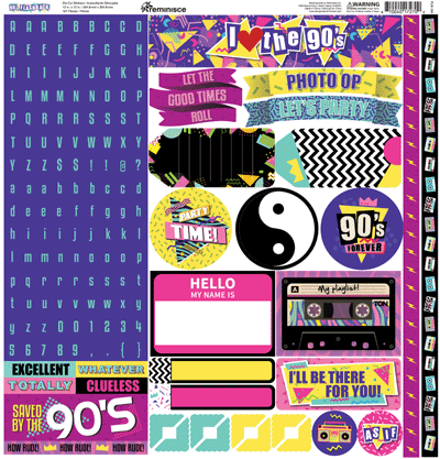 90's Flashback: 90's Flashback 12x12 Sticker