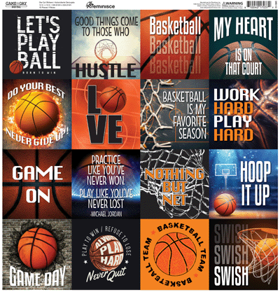 WS Game Day: Basketball: Basketball 12x12 Square Sticker