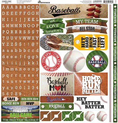 WS Game Day: Baseball: Baseball 12x12 Alpha Sticker
