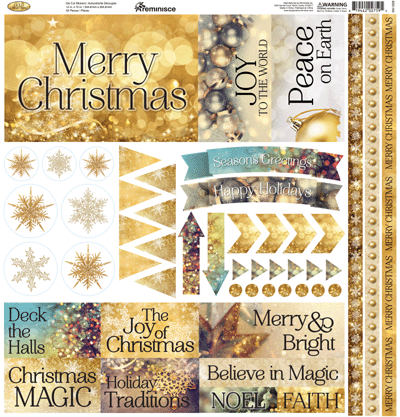 WS Gold Christmas: Gold Christmas 12x12 Elements Sticker
