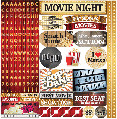 WS Movie Night: Movie Night 12x12 Sticker