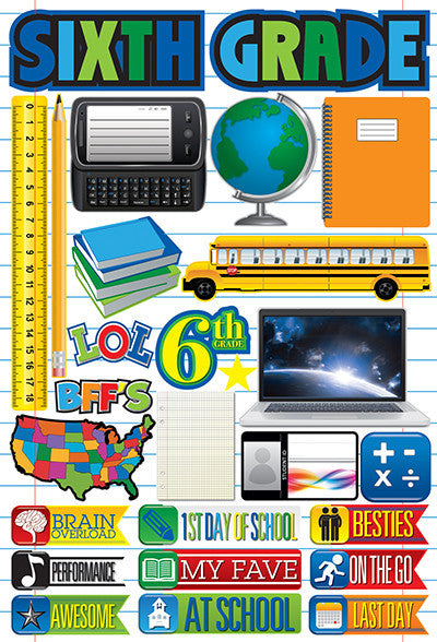 WS Making the Grade: Sixth Grade 3D Sticker