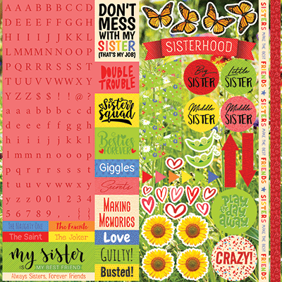 Sisters: Sisters 12x12 Sticker