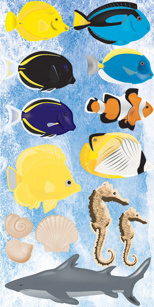 Under the Sea: Saltwater Fish Chipboard Sticker (Glitter)