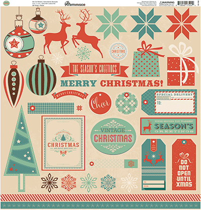 Vintage Christmas: Vintage Christmas 12x12 Sticker