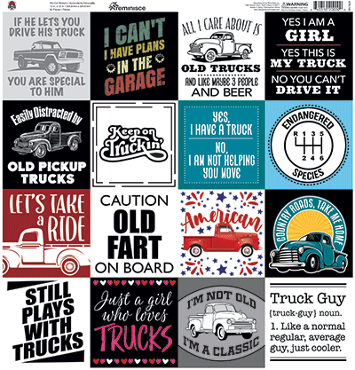 WS Vintage Trucks: Vintage Trucks 12x12 Sticker